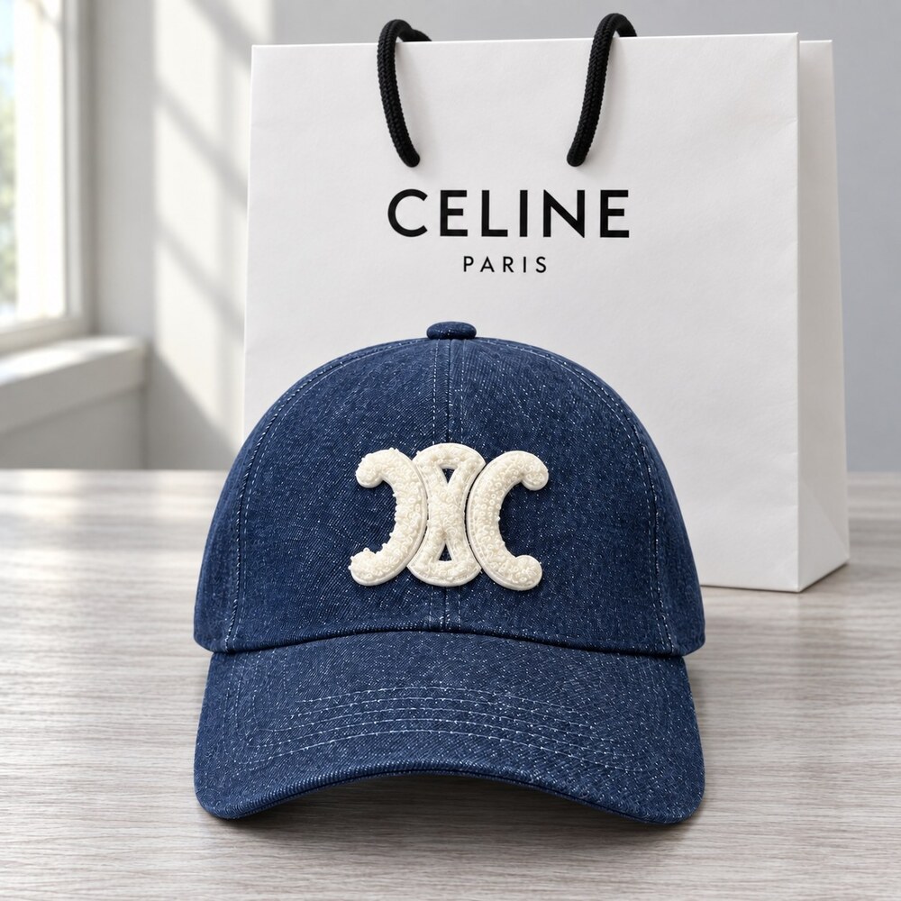 CELINE Dark Wash Denim Baseball Cap